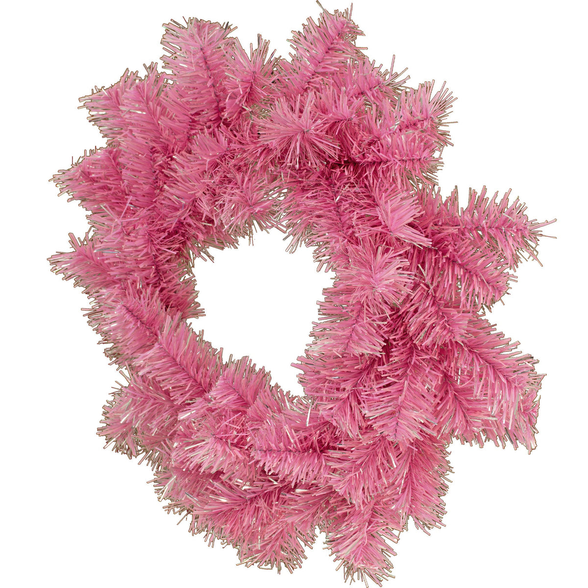 Pink and Silver Tinsel Christmas Wreaths