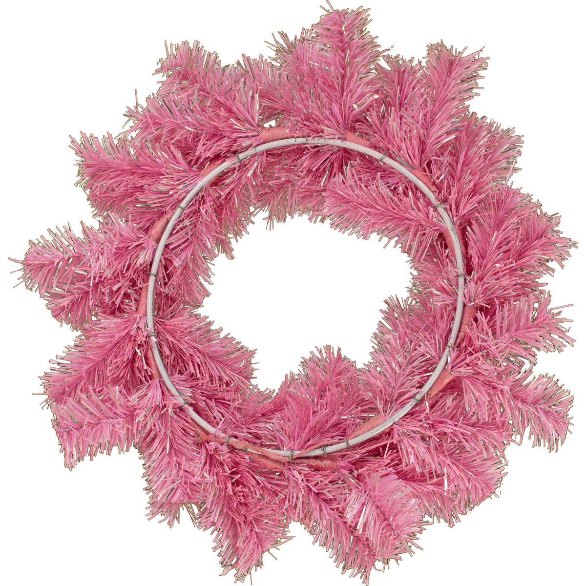 Pink and Silver Tinsel Christmas Wreaths