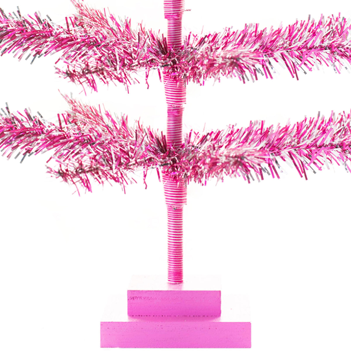 24in Vintage Pink & Silver Tinsel Christmas Tree