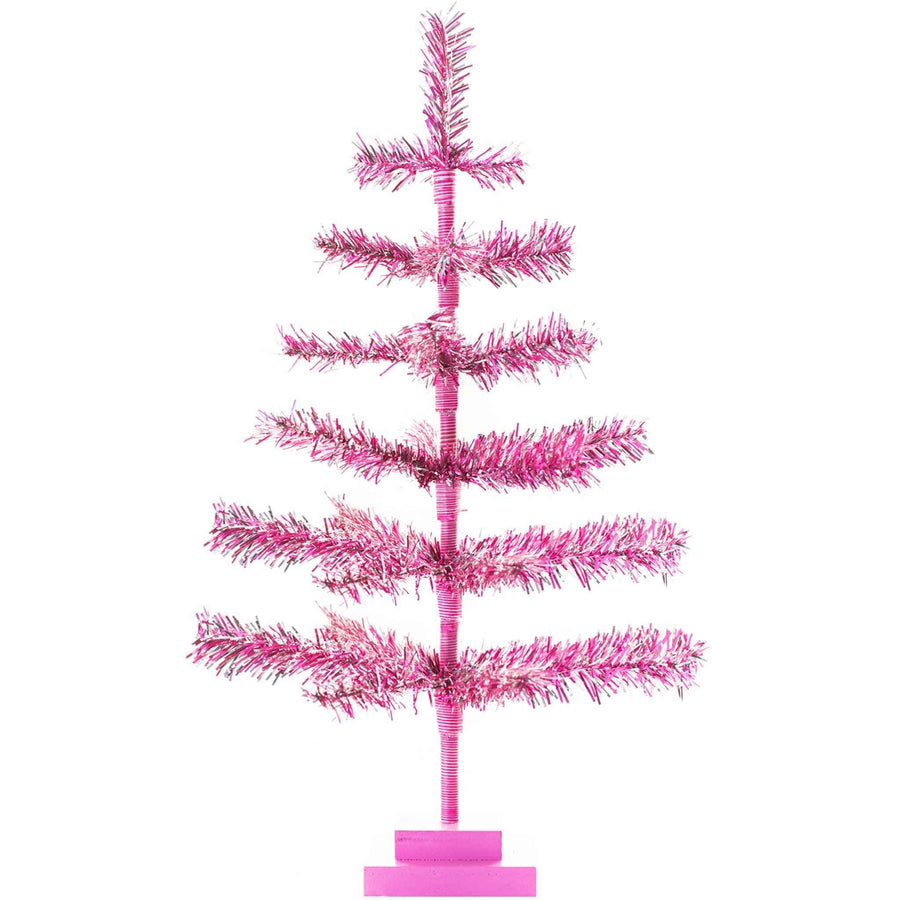 24in Vintage Pink & Silver Tinsel Christmas Tree - Lee Display