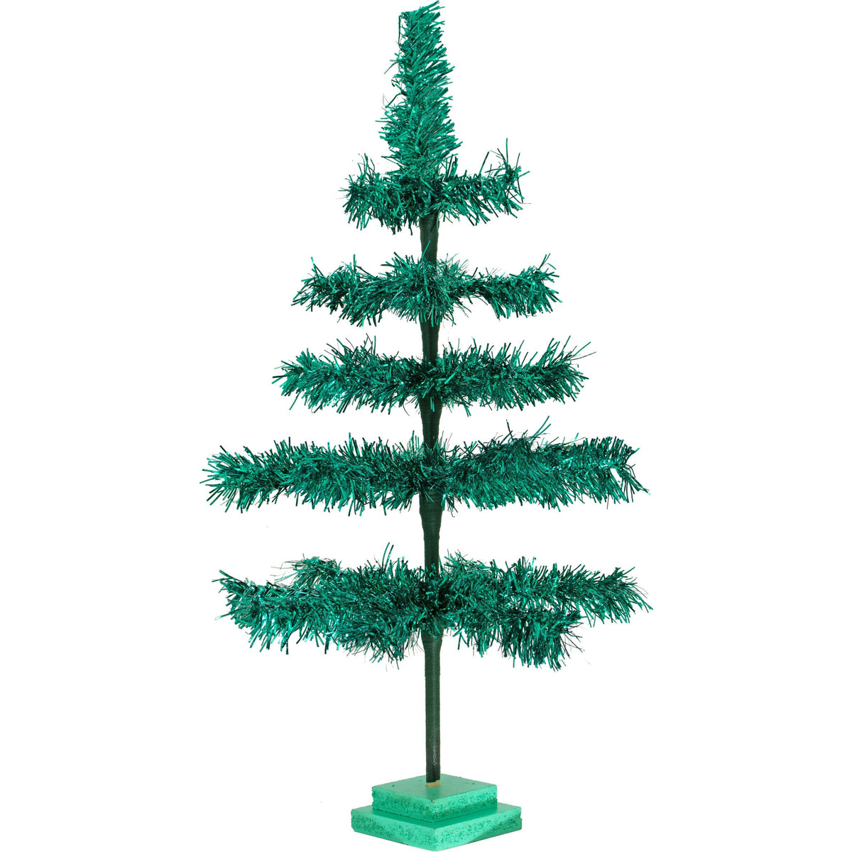 Introducing Lee Display's Limited Edition 28in Tall Vintage Emerald Green Tinsel Christmas Tree – a rare find from our archives, crafted over a decade ago and available in limited quantity.