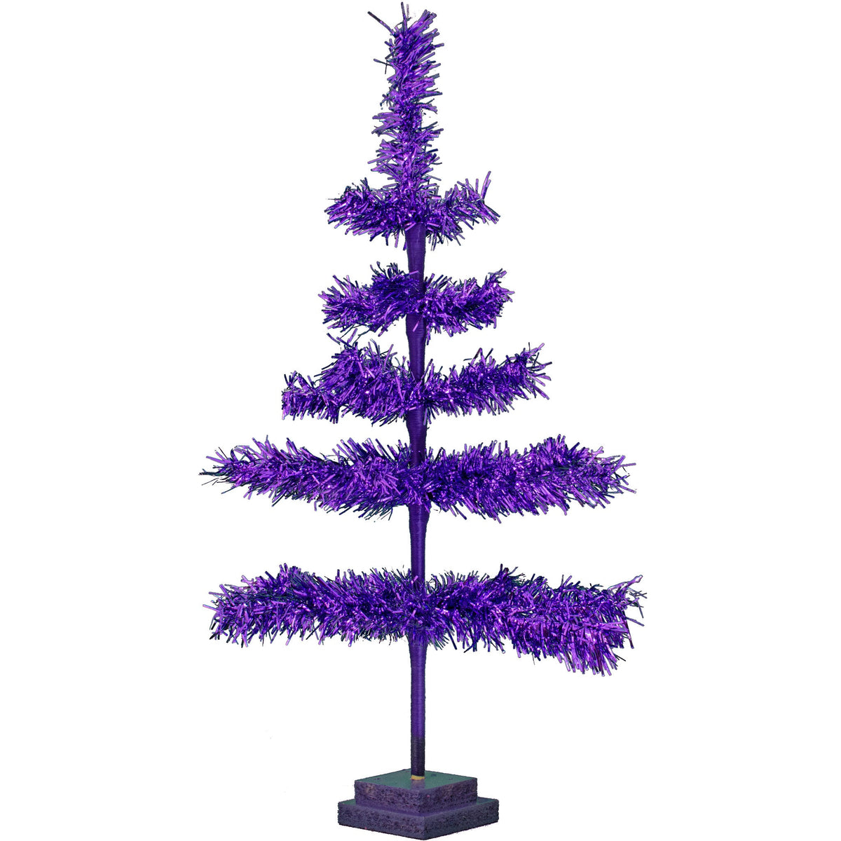 Introducing Lee Display's Limited Edition 28in Tall Vintage Purple Tinsel Christmas Tree – a rare find from our archives, crafted over a decade ago and available in limited quantity.