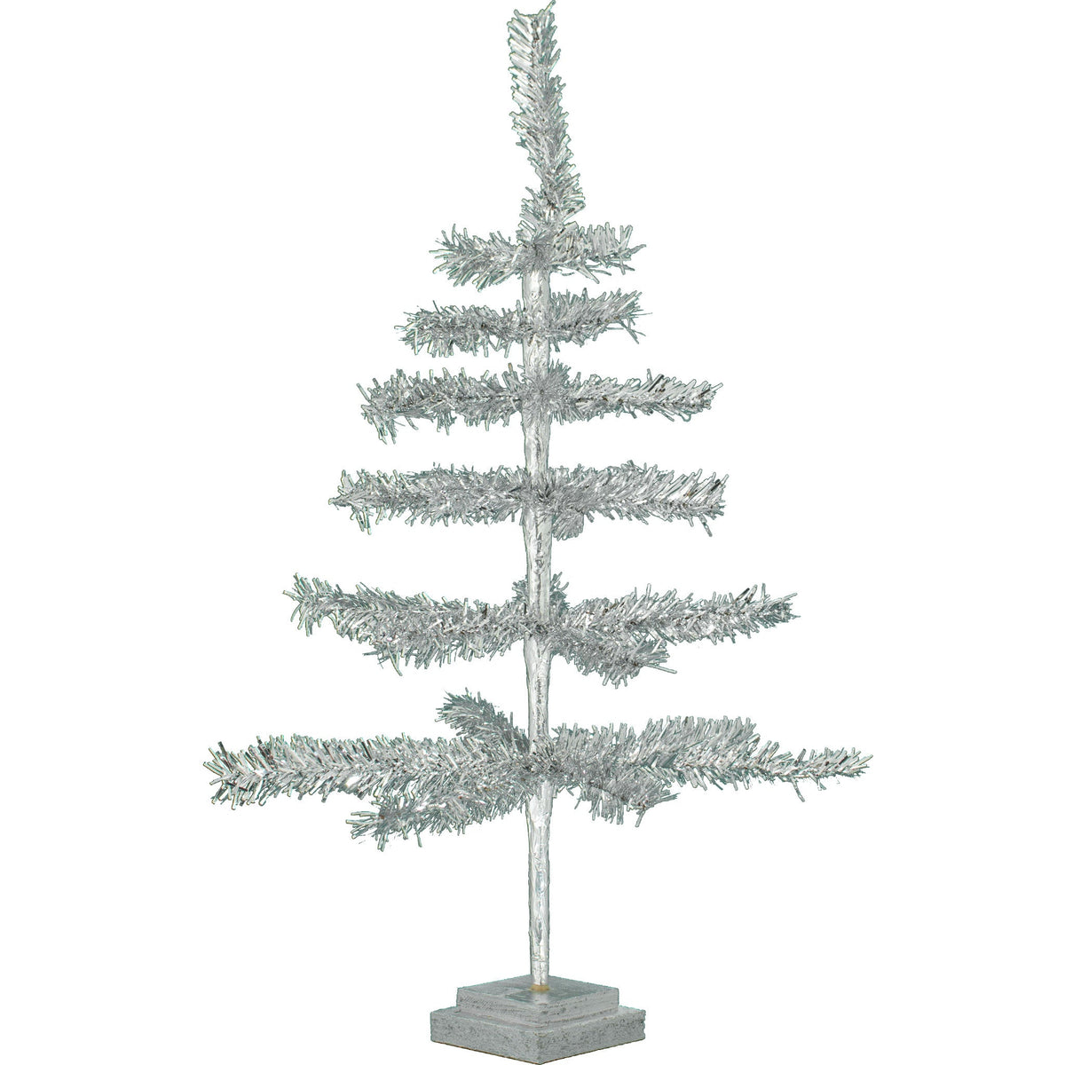Introducing Lee Display's Limited Edition 28in Tall Vintage Silver Tinsel Christmas Tree – a rare find from our archives, crafted over a decade ago and available in limited quantity.