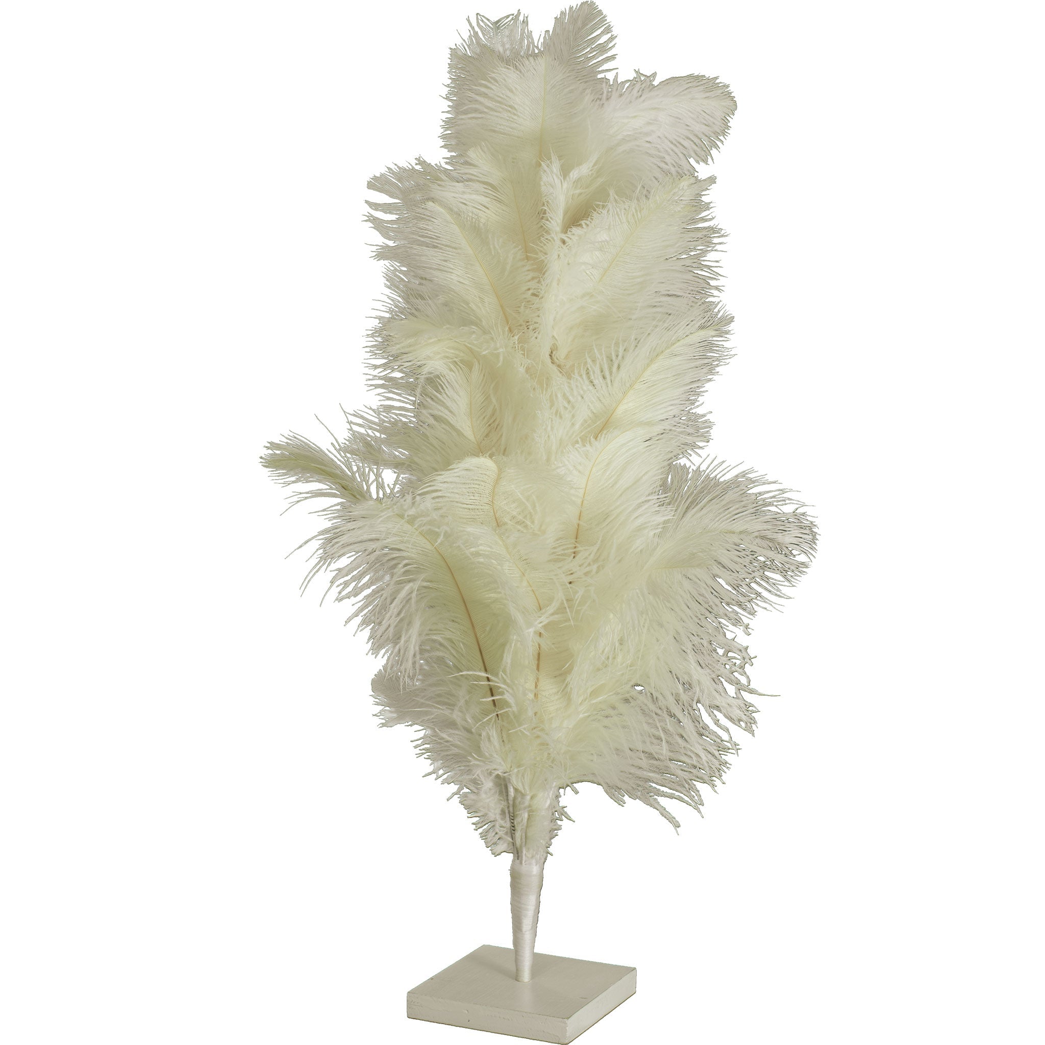  3FT White Christmas Tree Real White Ostrich Feather Branches  with Metal Stand Included Indoor Outdoor : Home & Kitchen