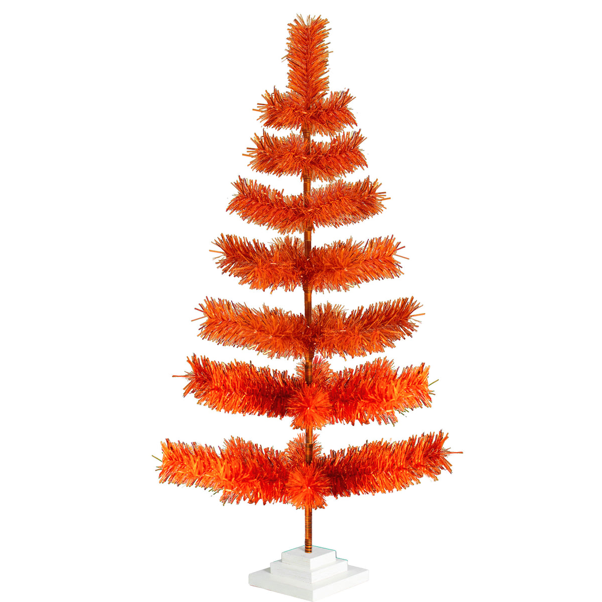 36in tall Matte Orange Tinsel Christmas Tree