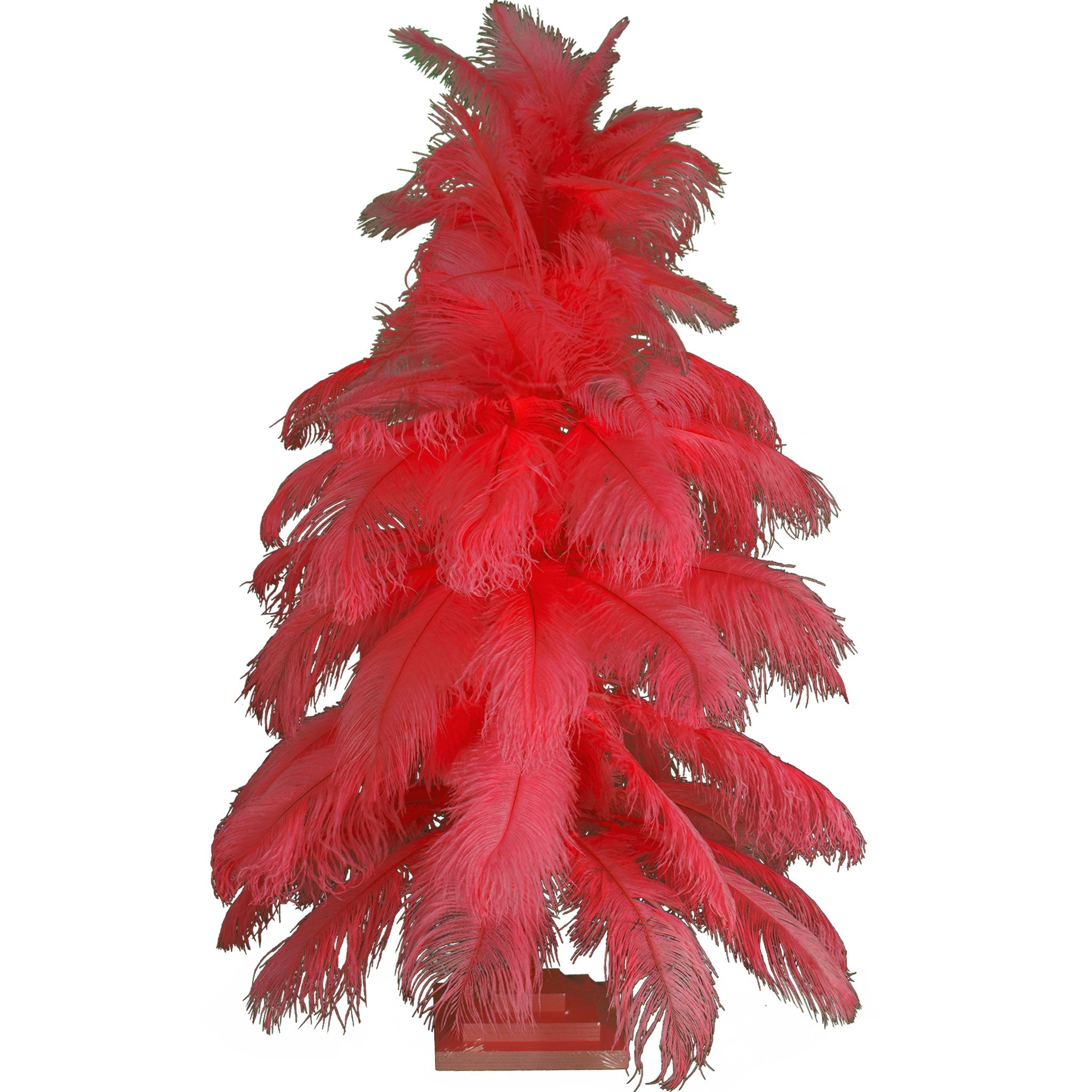 Red Ostrich Feather Tree Christmas Holiday Centerpieces 2ft