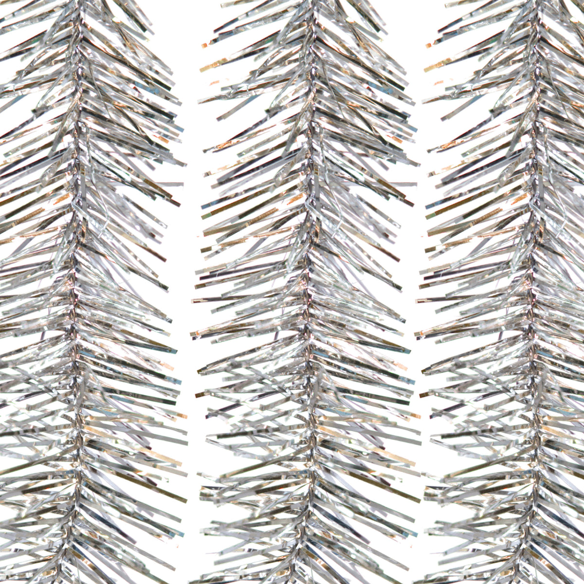A photo of the 3in diameter Antique Silver Tinsel Garland in strands