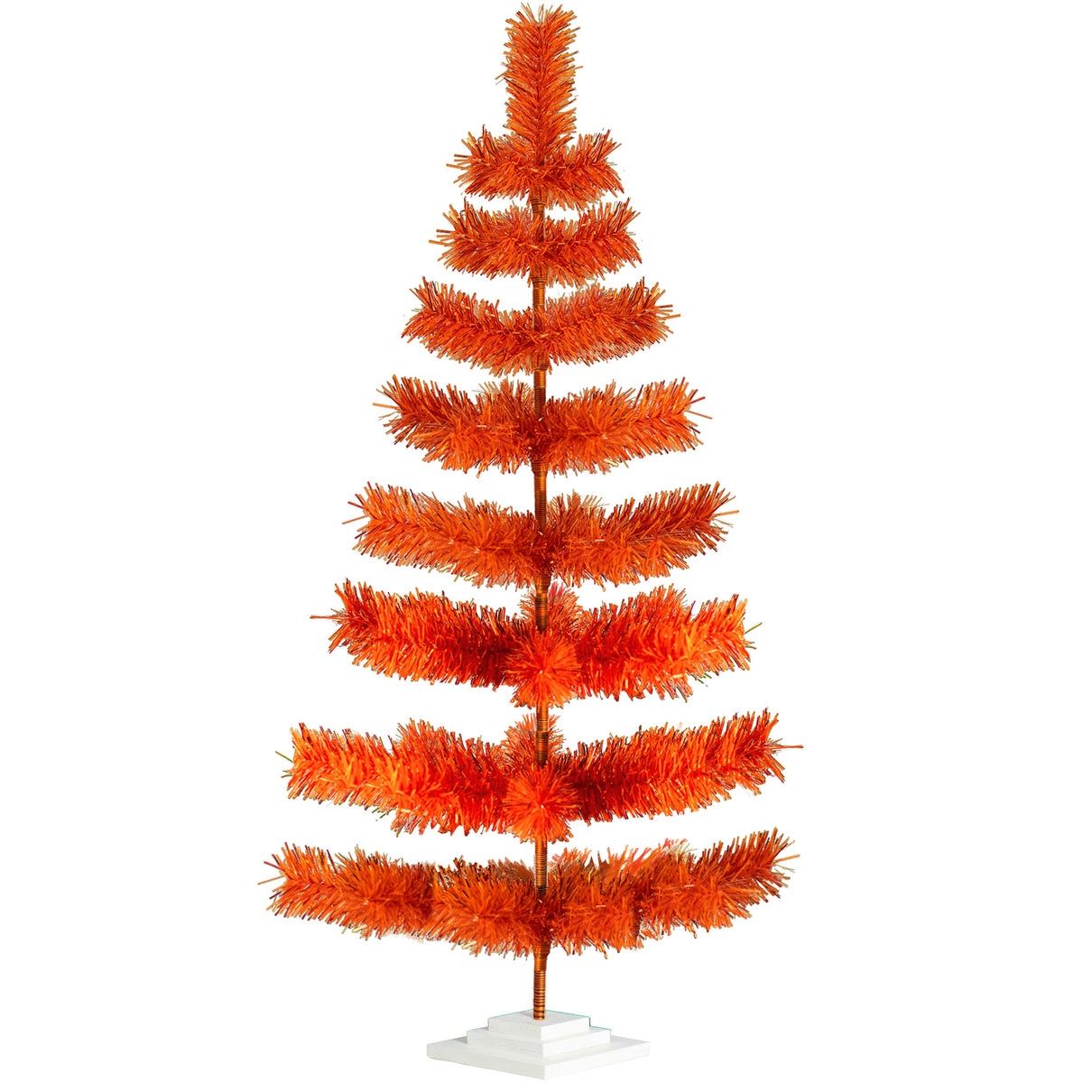48in tall Matte Orange Tinsel Christmas Tree