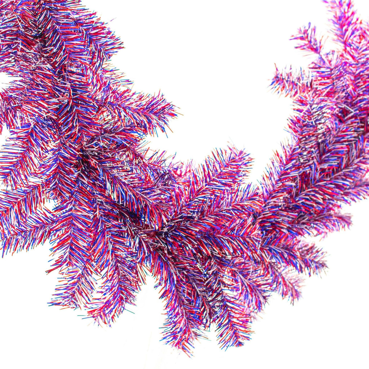 Buy Lee Display's 6FT 4th of July Red White and Blue Firework Tinsel Brush Garland.  Available now at leedisplay.com