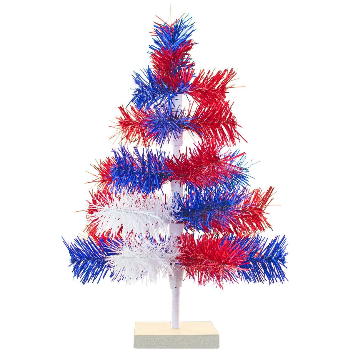 18in Tall Red White and Blue Mixed Tinsel Christmas Tree on sale at leedisplay.com.