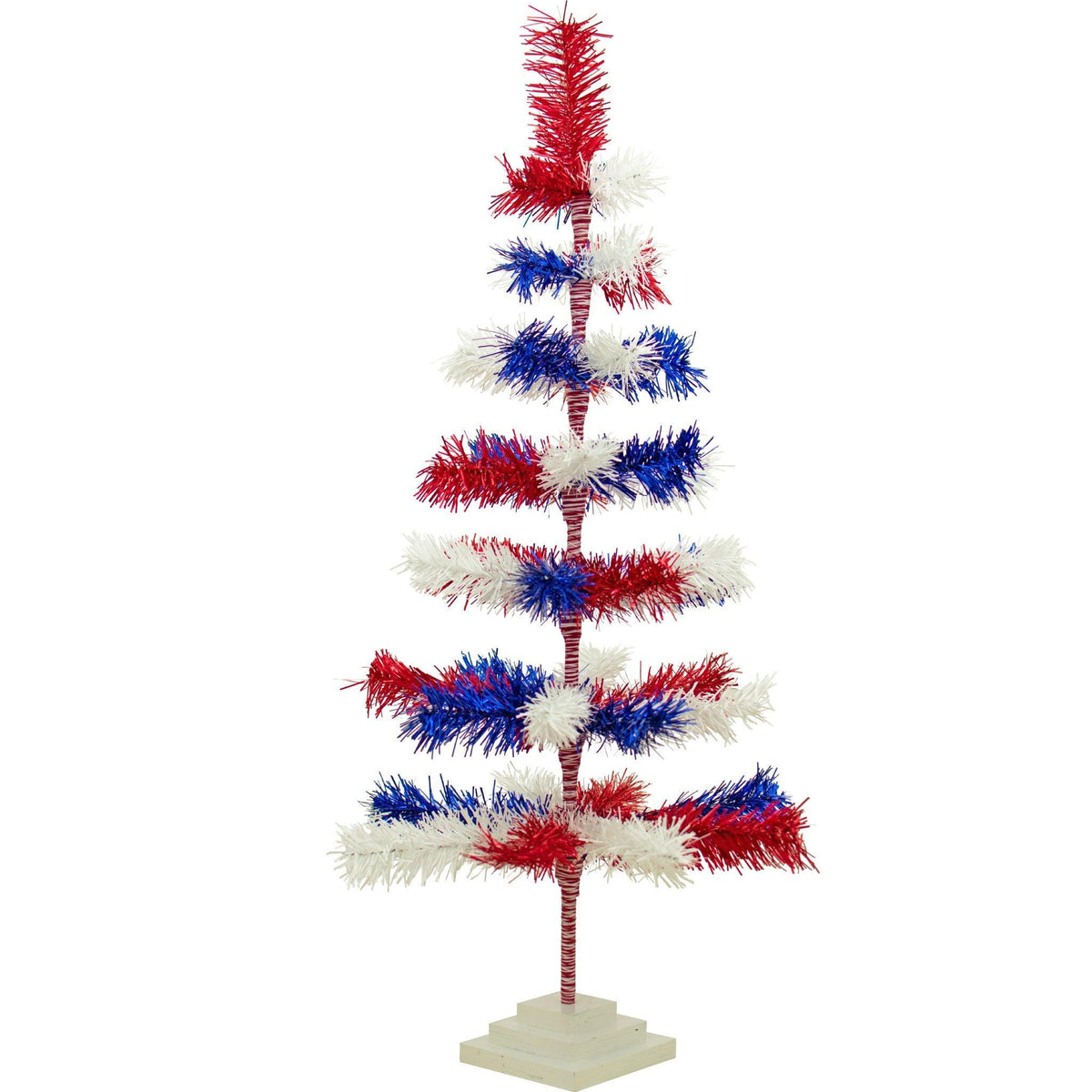 36in Tall Red White and Blue Mixed Tinsel Christmas Tree on sale at leedisplay.com.