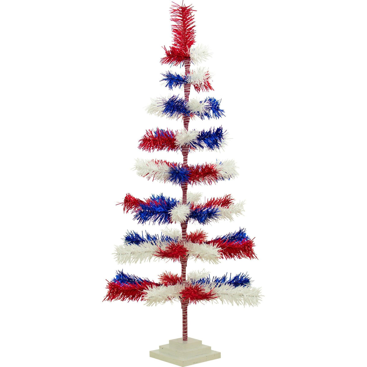 48in Tall Red White and Blue Mixed Tinsel Christmas Tree on sale at leedisplay.com.