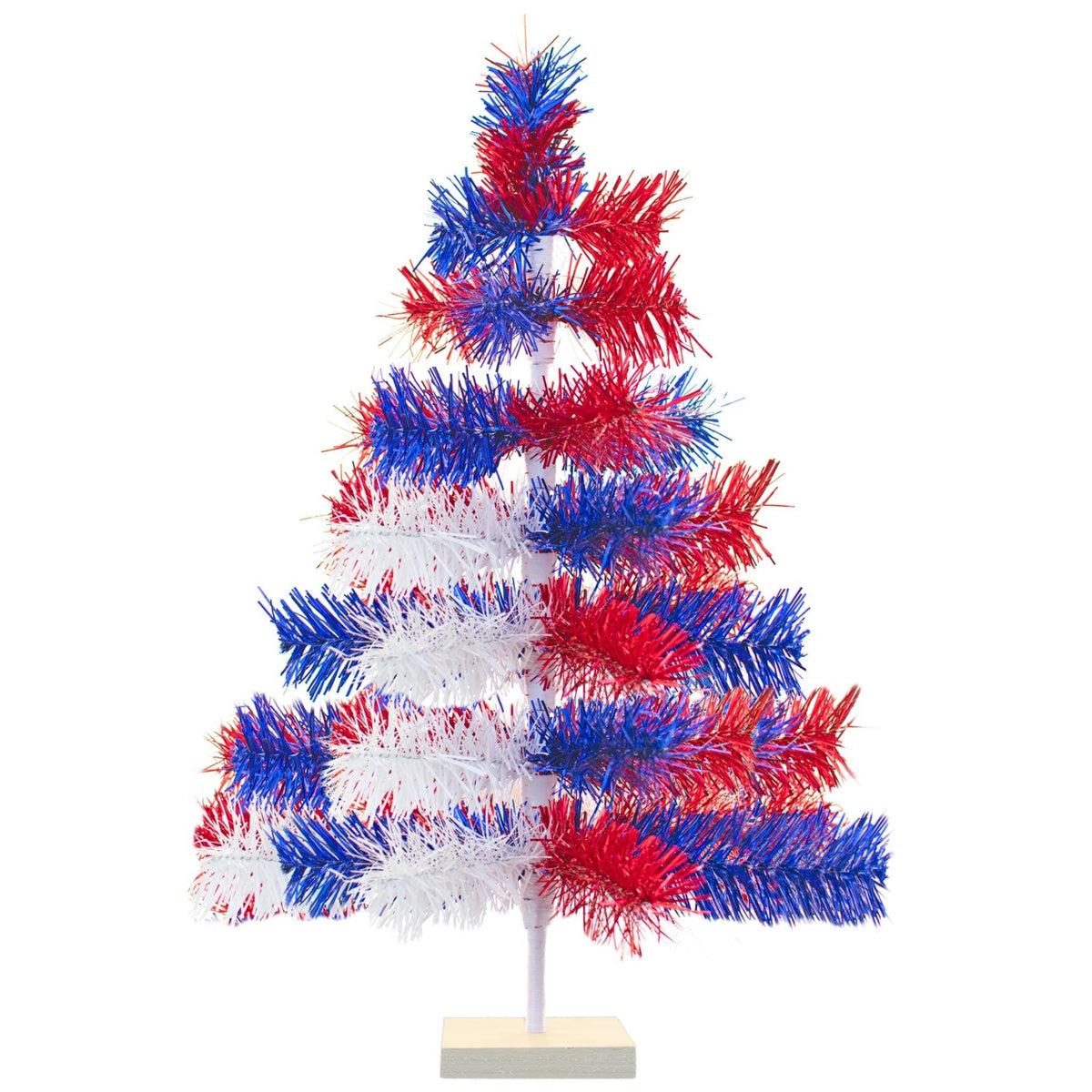 24in Tall Red White and Blue Mixed Tinsel Christmas Tree on sale at leedisplay.com.
