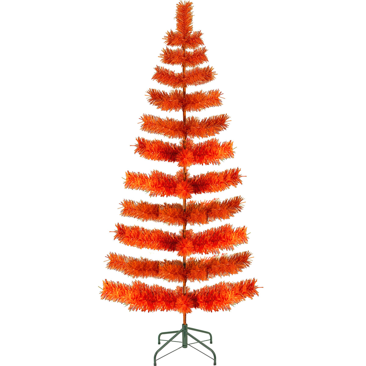 60in tall Matte Orange Tinsel Christmas Tree