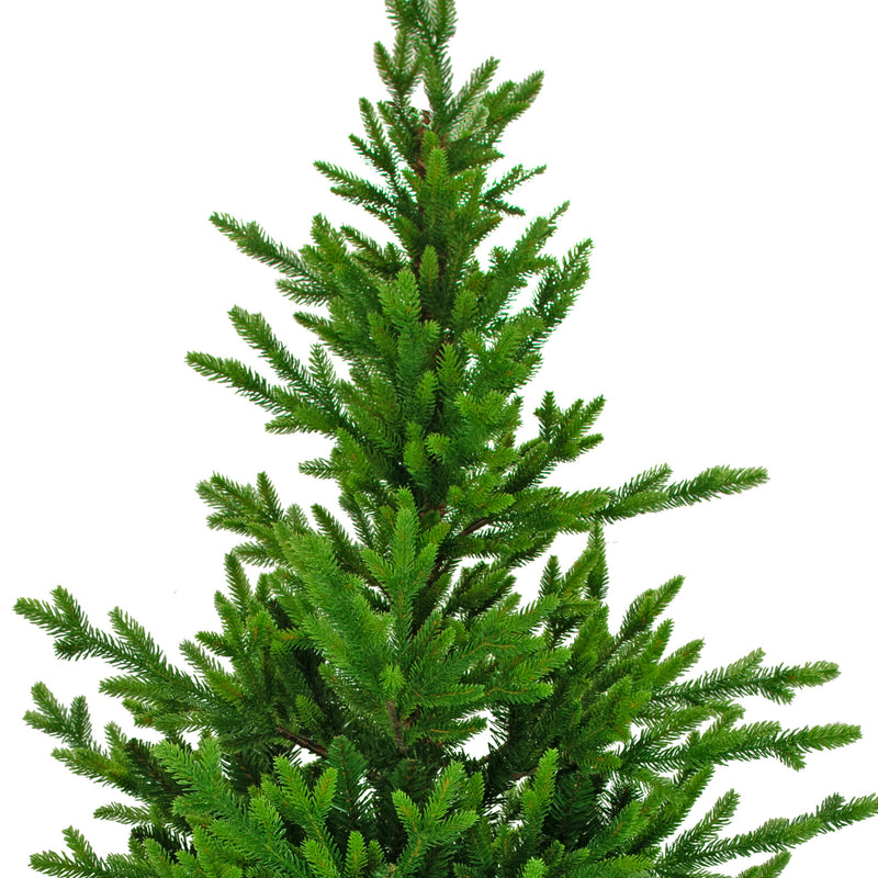 The top branches of the 7FT Tall Noble Christmas Tree with artificial spruce and pine fur branches.