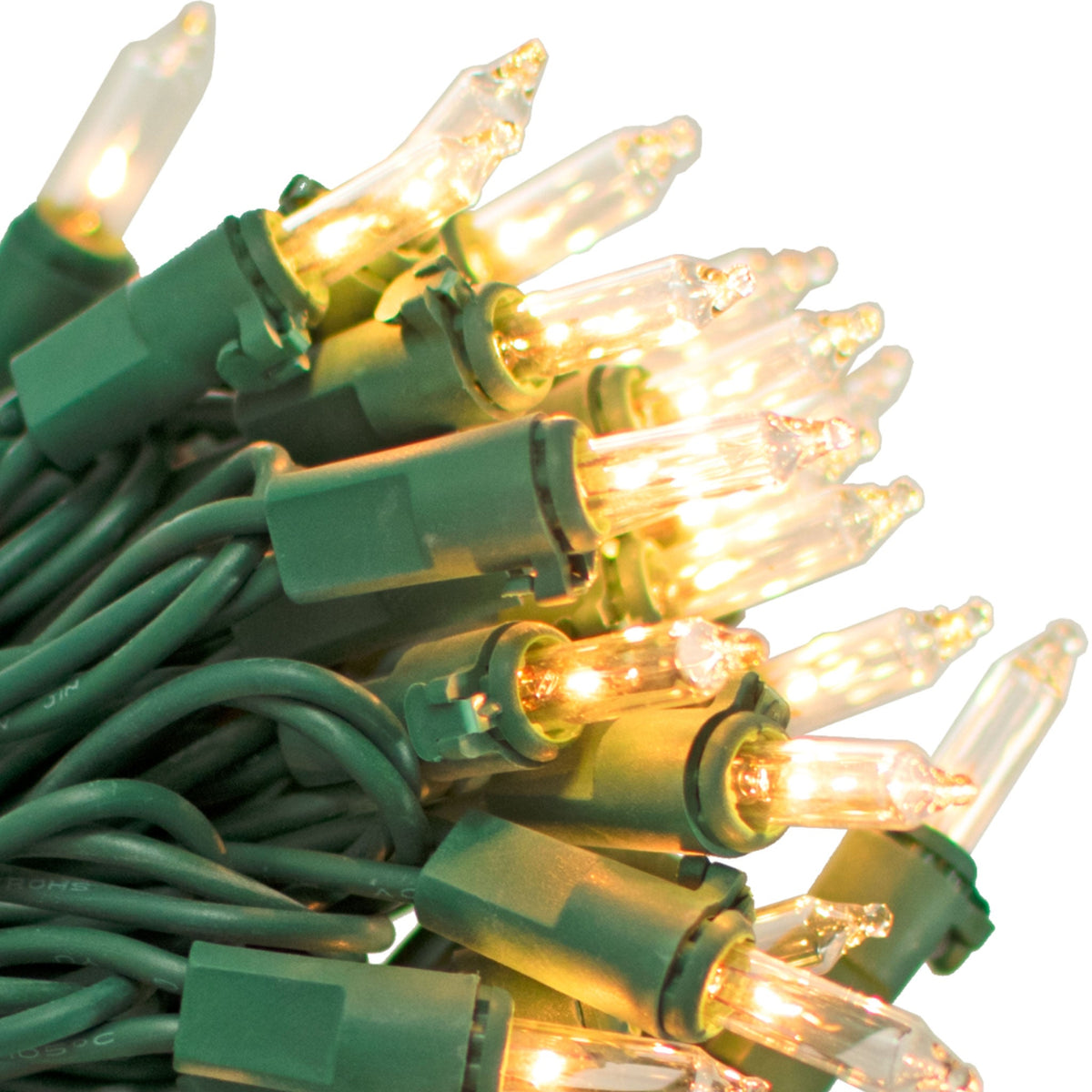Clear Green Wire Mini Christmas Lights