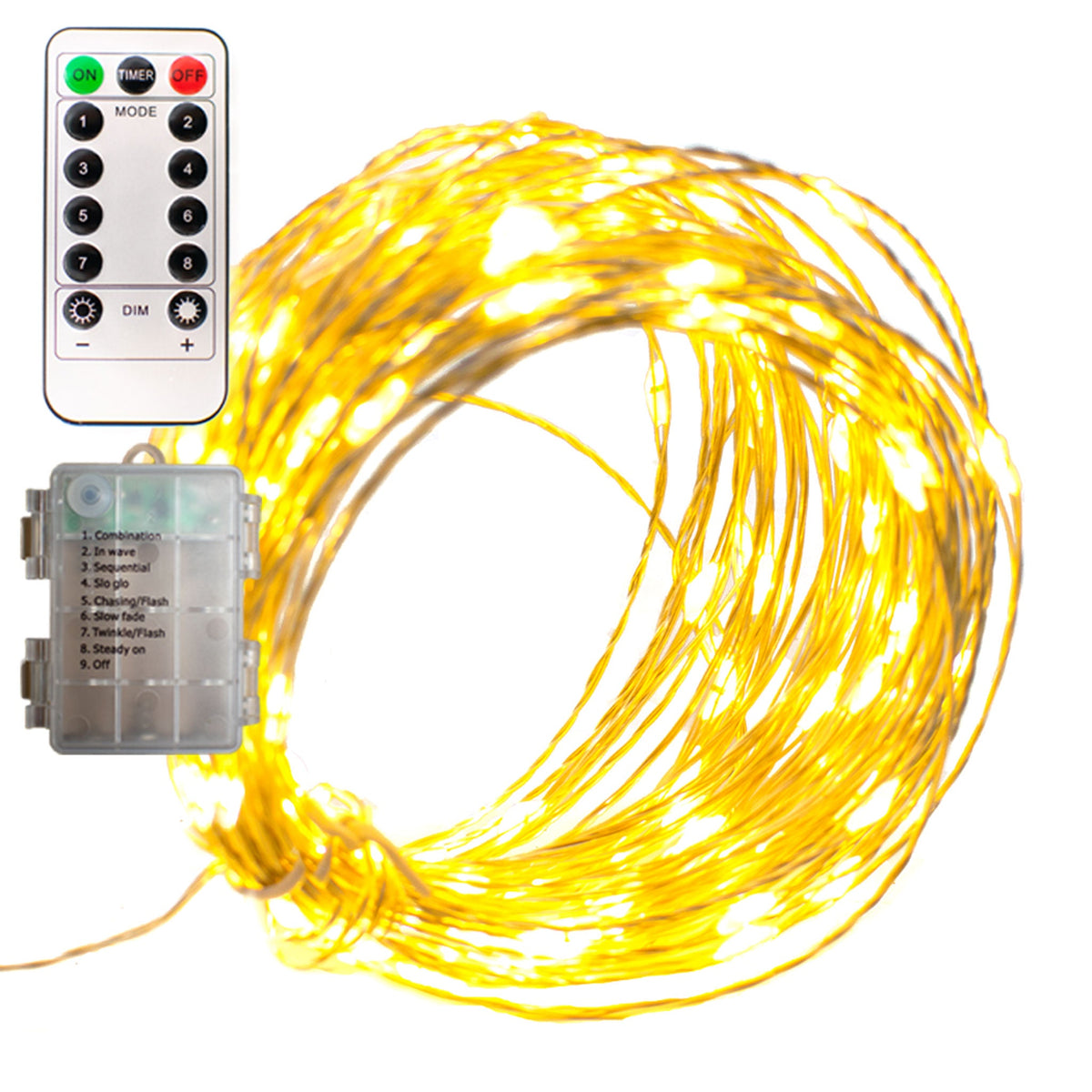 Lee Display LED Fairy String Lights Remote Control Battery Operated 120L - 40ft / Battery Operated