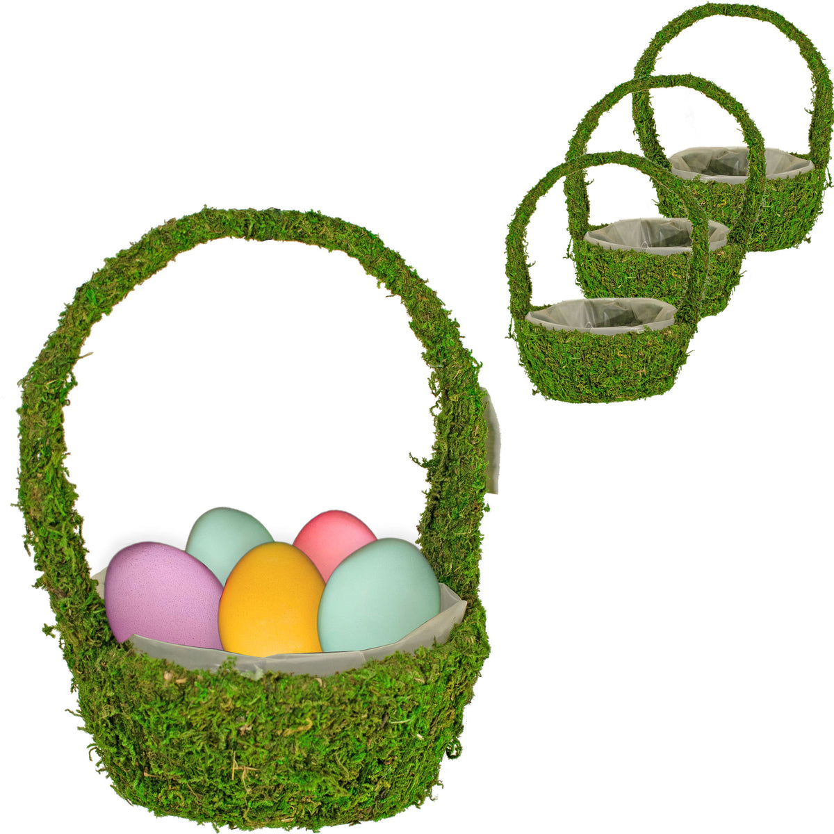 Preserved Moss Easter Basket – 6-Inch Round with Handle are sold individually