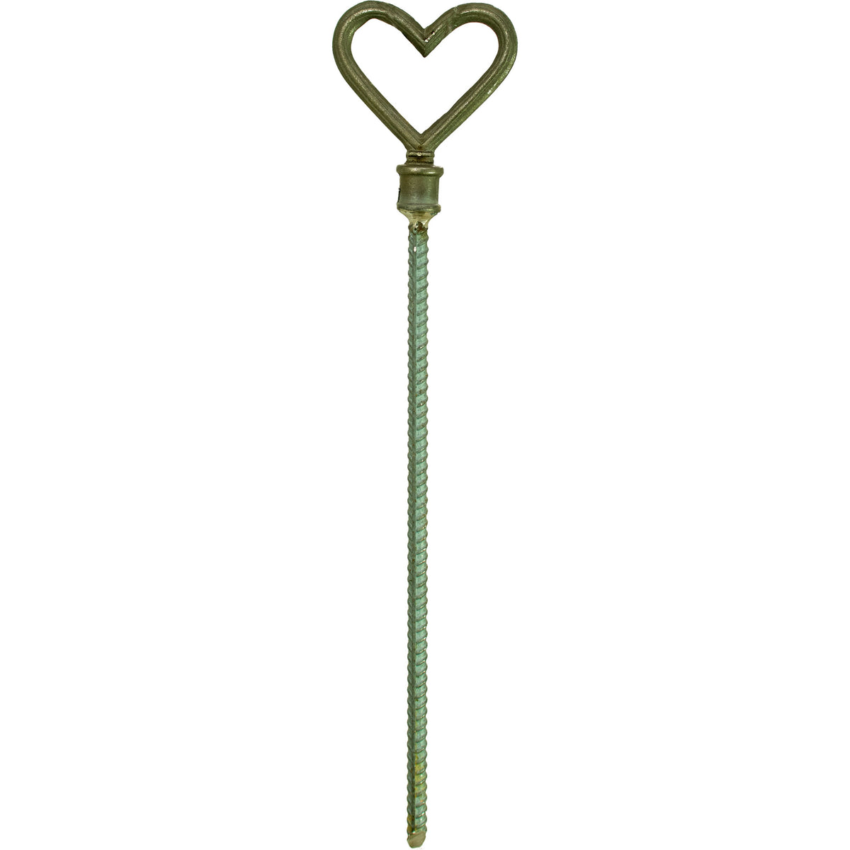 Full length photo of the Open Heart garden hose stake guide.