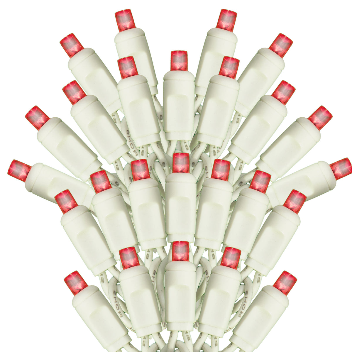 Red LED 5MM White Wire Steady Christmas Lights 50L 25FT Length