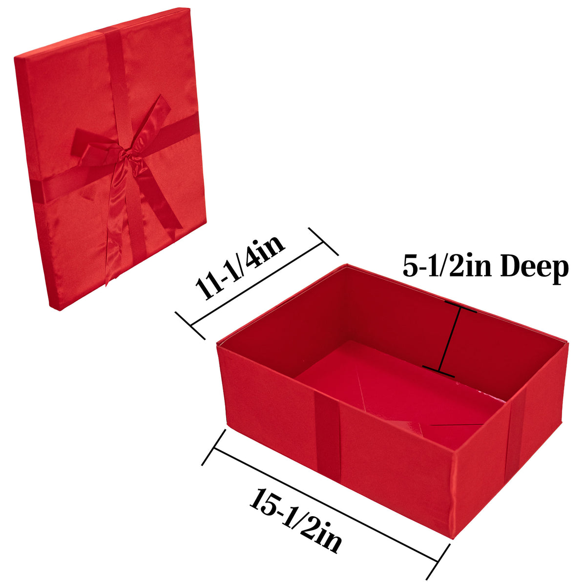The dimensions of the rectangular shaped red velvet gift box