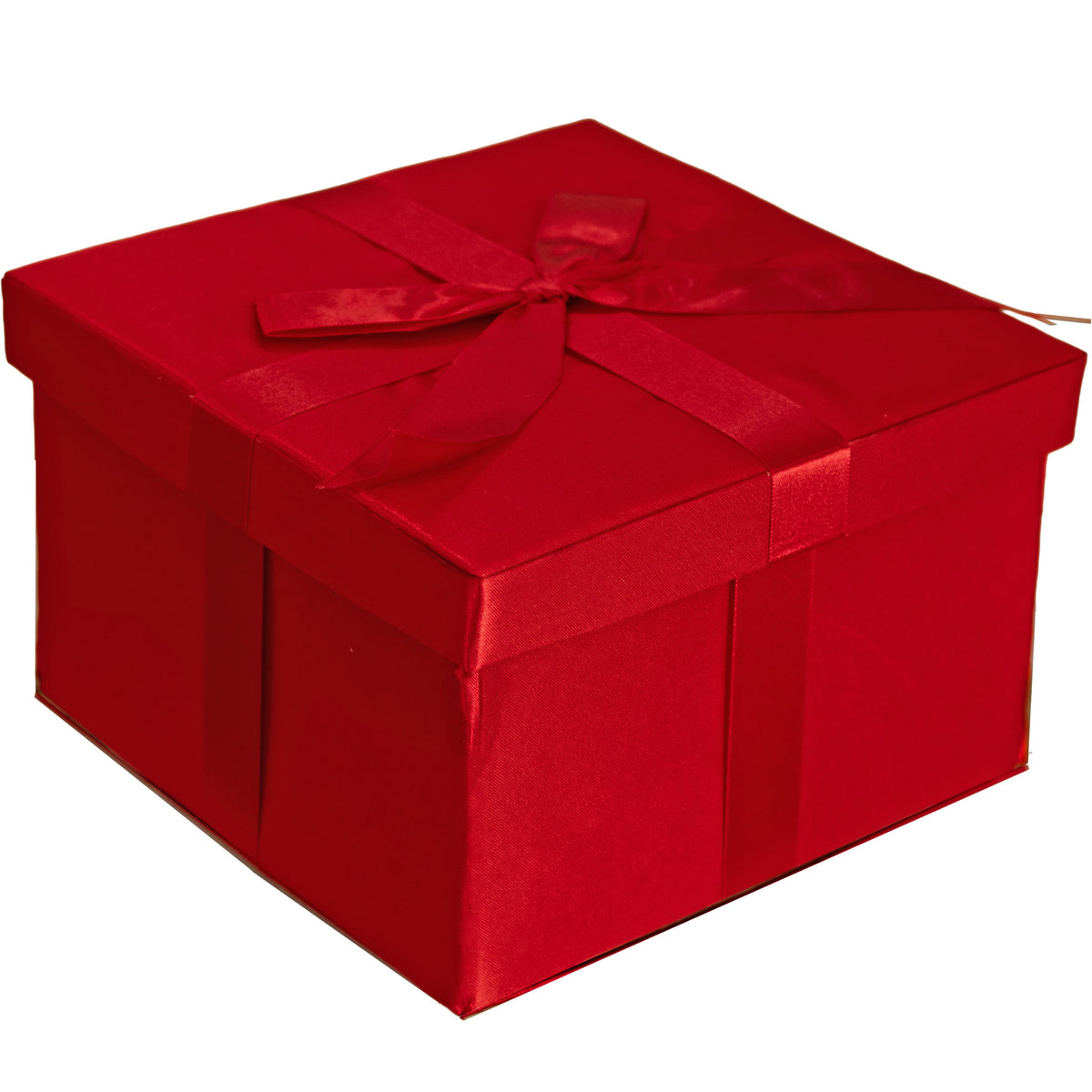 The small square shaped red velvet gift box.
