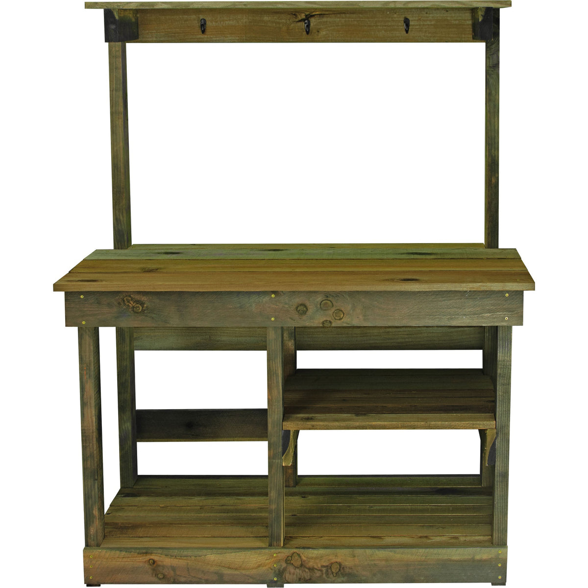 The Natural Redwood Frame Style of Lee Display's Rustic Gardening Workbench on sale now at leedisplay.com