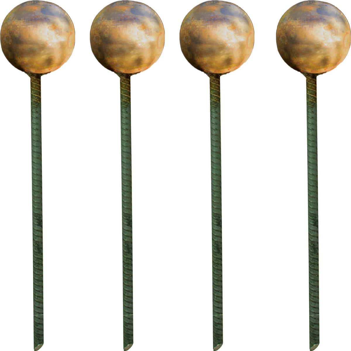 Rusty Patina Finish Garden Hose Stakes come in a set of 4.