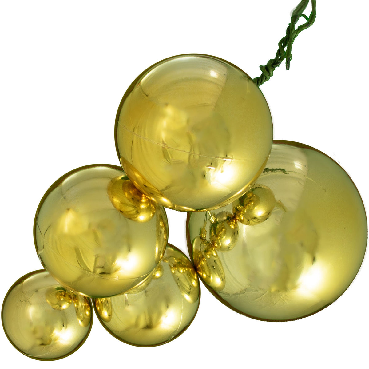 Shiny Gold Ball Clusters are easy to attach to a tree branch or garland or wreath