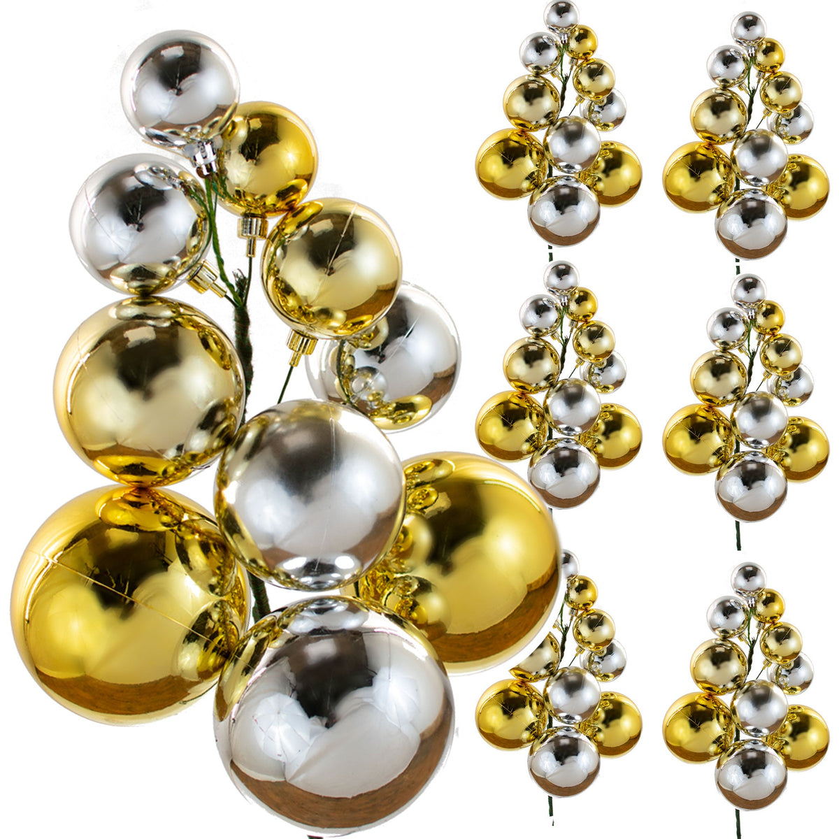 Shiny Gold & Silver Ball Cluster