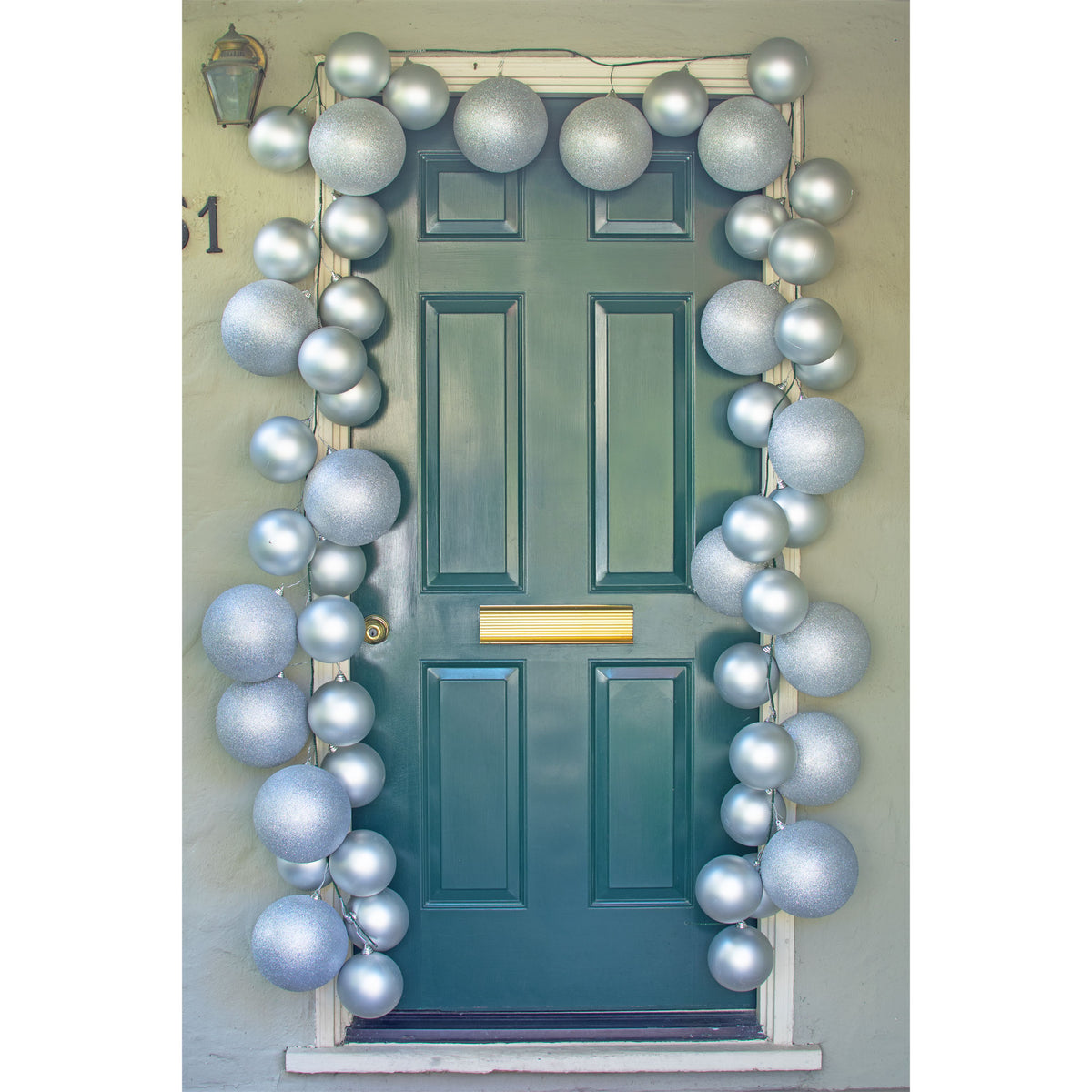 Silver Ball Ornament Garland Door Swag