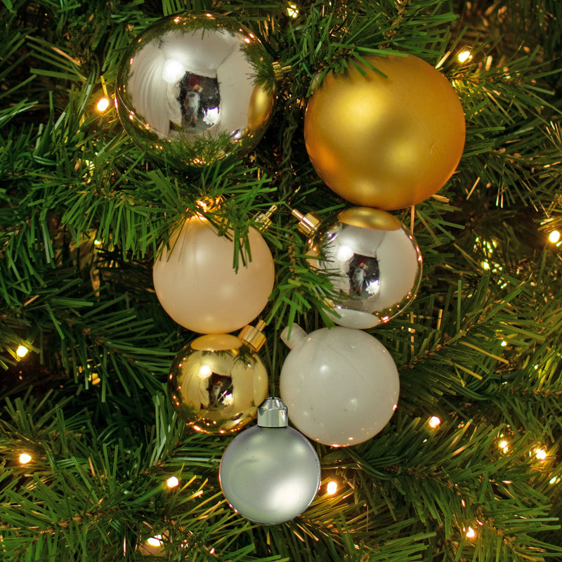 The Shiny Gold, Silver, and White Christmas Ball Ornament Cluster is the prefect addition to your christmas tree and holiday decorations this year
