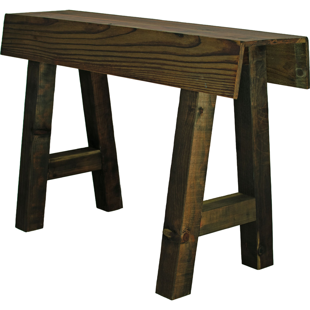 Handcrafted farmhouse redwood entry table with antique-inspired rustic design