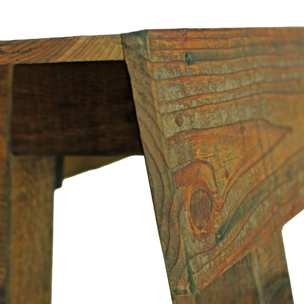 Rustic farmhouse entryway table in solid redwood for home décor and merchandising displays