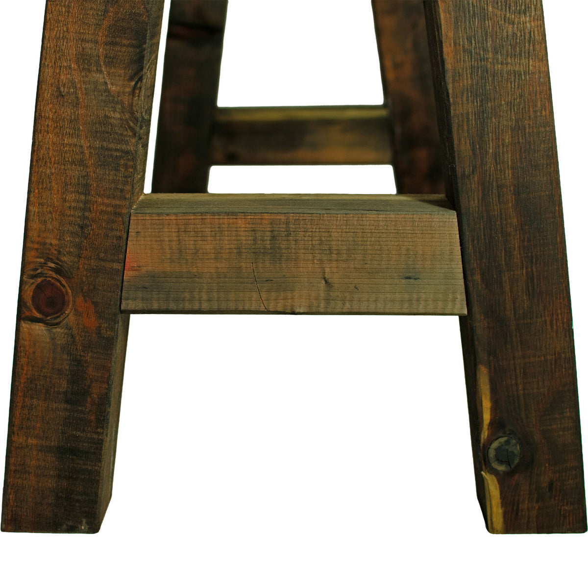 Rustic farmhouse entryway table in solid redwood for home décor and merchandising displays