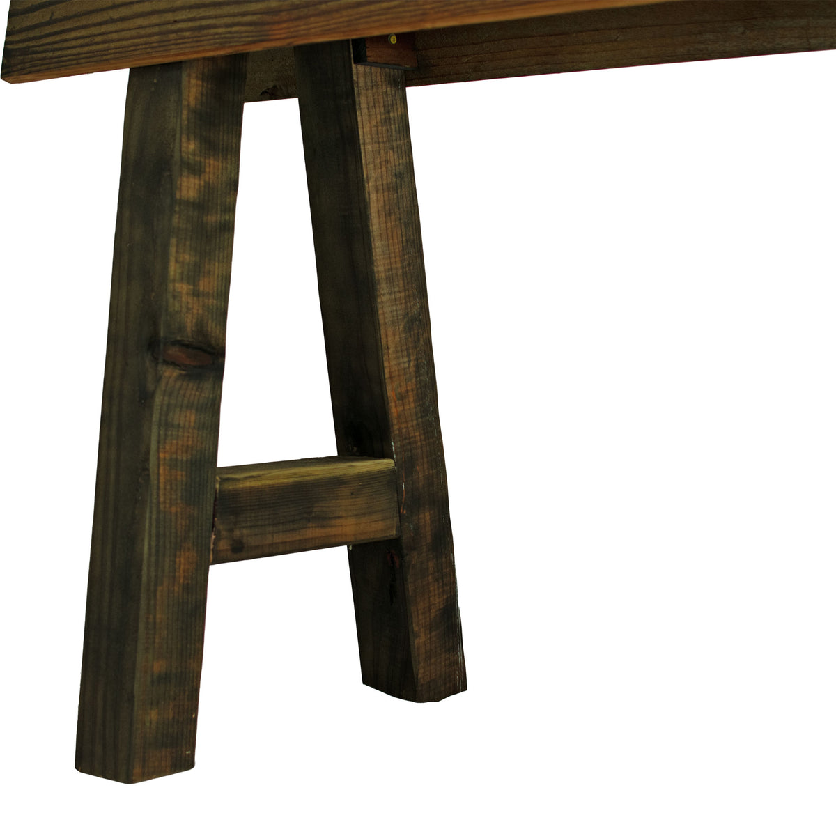 Rustic farmhouse entryway table in solid redwood for home décor and merchandising displays