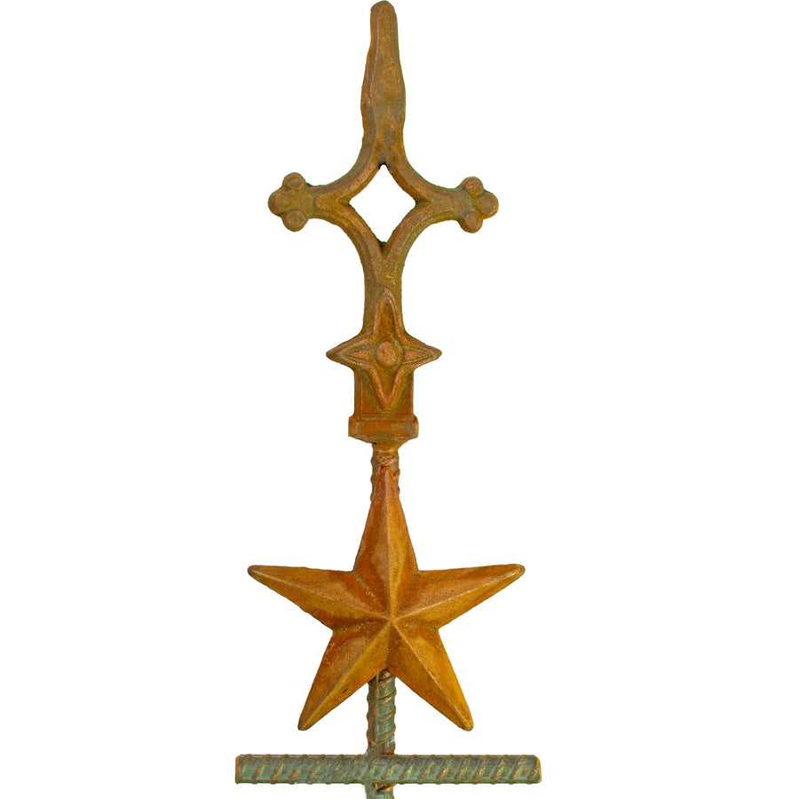 The front of the speared texas star garden hose stake guide.