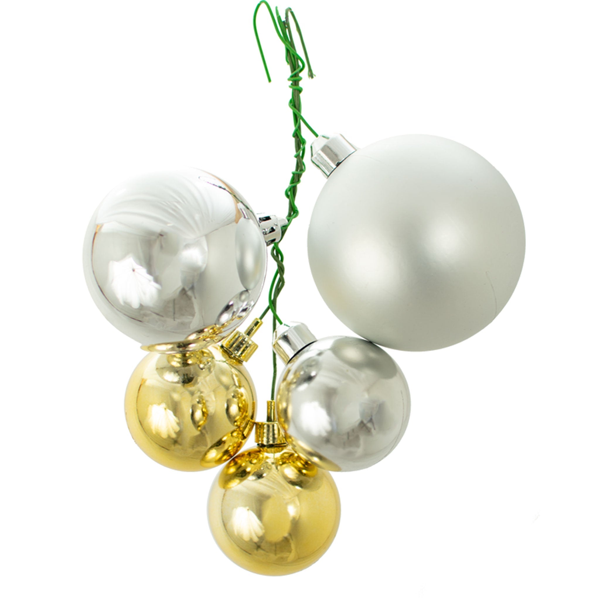 Matte Silver & Gold Ball Clusters | Christmas Tree Ornaments | 6