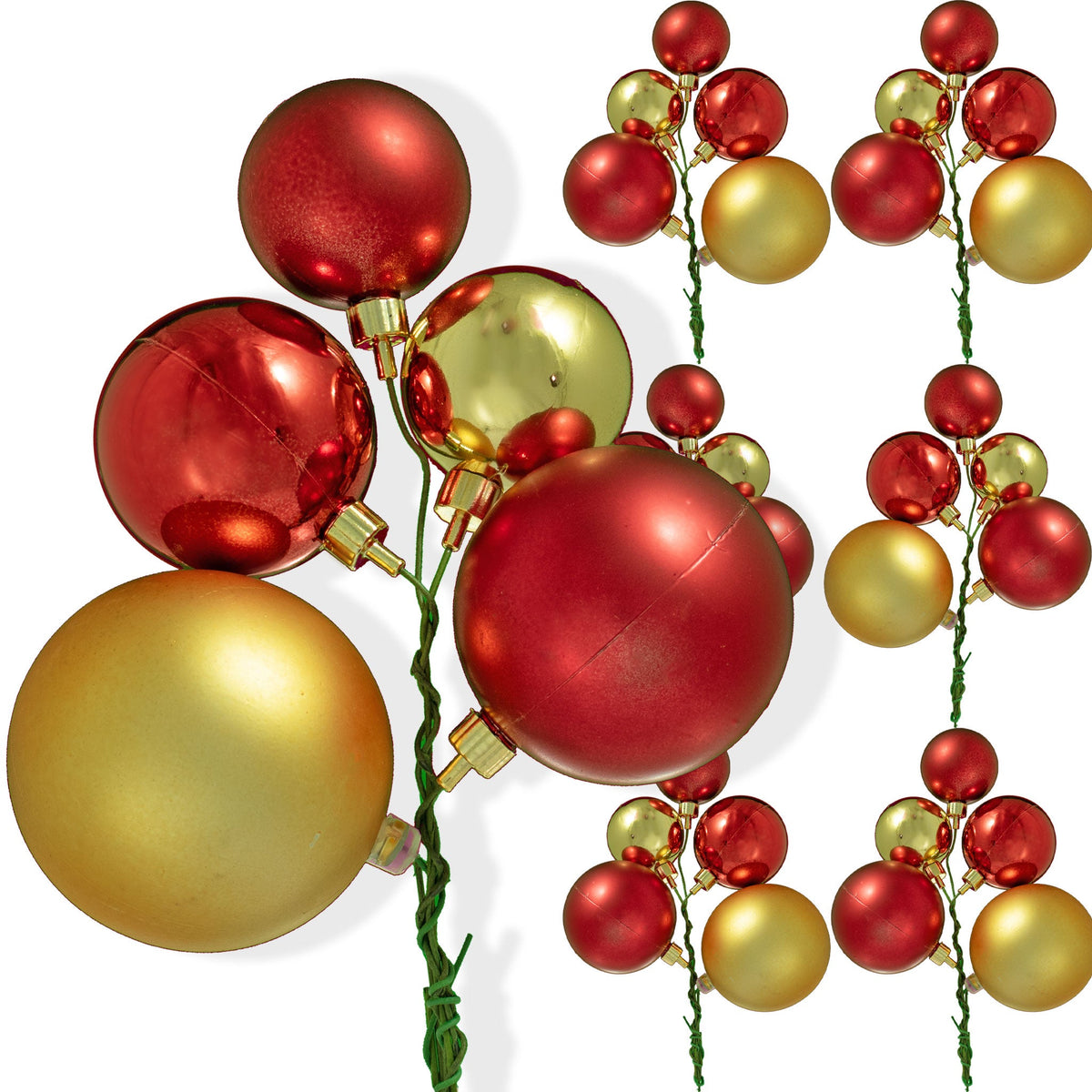 The Healdsburg Christmas Ball Ornament Cluster with Shiny Red & Gold Ball Ornament sold in sets of 6