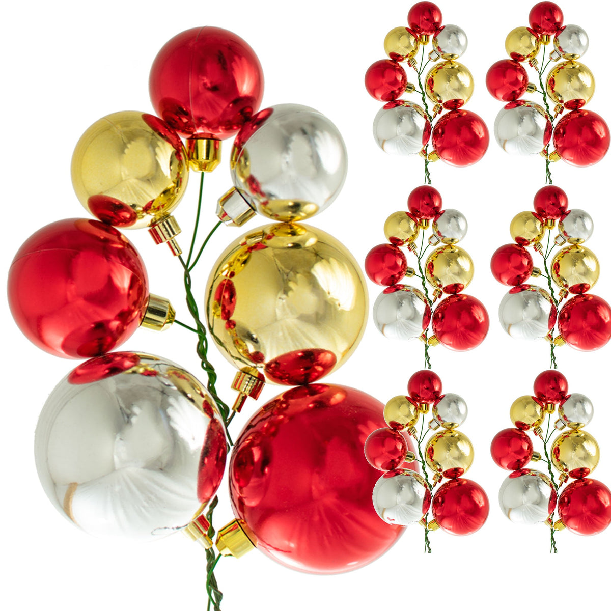 Christmas Ball Ornament Clusters on sale in packs of 6 from Lee Display