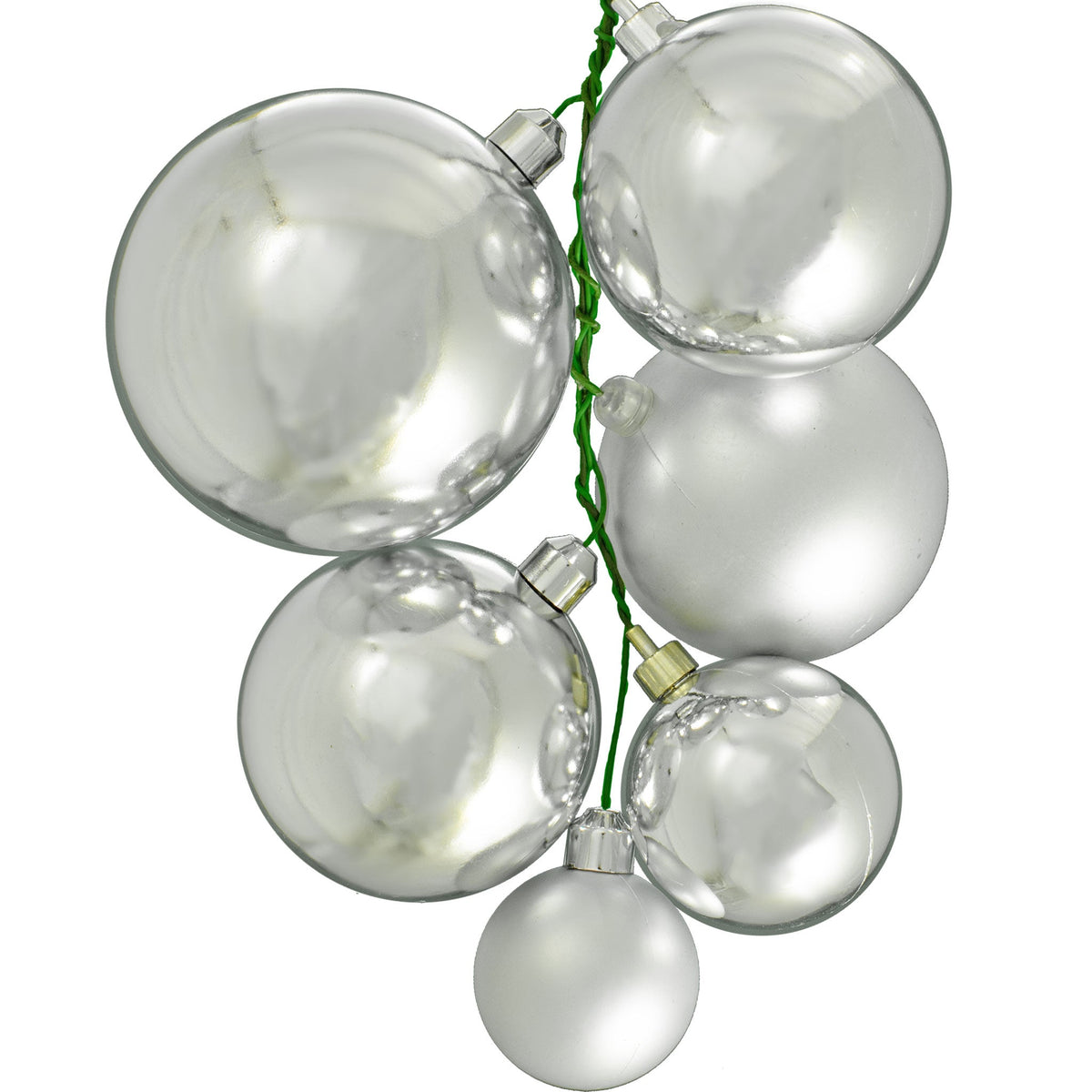Colors include:  4 - Shiny Silver Ball Ornaments (100MM, 70MM, & 60MM) 2 - Matte Silver Ball Ornaments (70MM & 50MM)