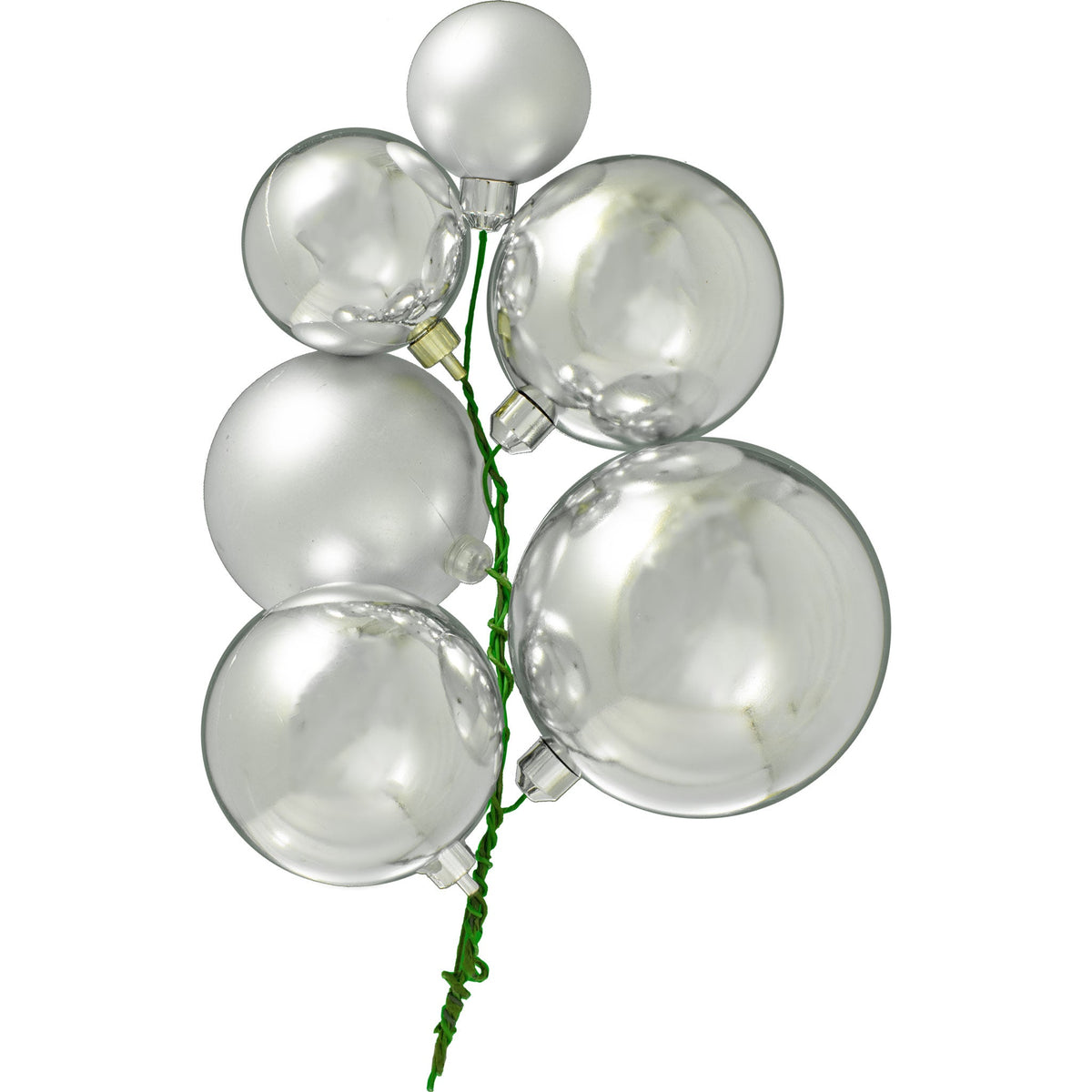Lee Display's San Mateo Christmas Ball Ornament Cluster comes with Shiny Silver Ball Ornaments and Matte Silver