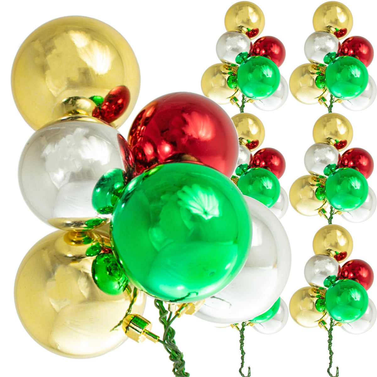 The Stockton Christmas Ball Clusters with Shiny Multi-Color Ornaments are sold in sets of 6 from Lee Display