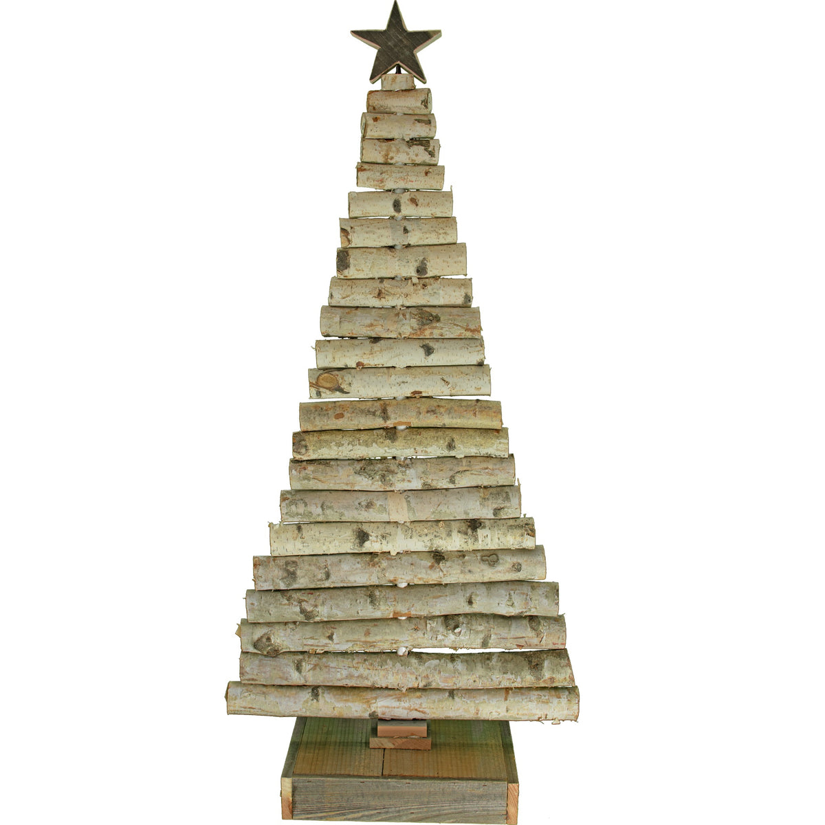 Introducing Lee Display's Rustic Birch Branch Christmas Trees    Crafted with care by our skilled production team in the USA, these trees are meticulously made using authentic Birch Branch logs. Each branch is carefully cleaned, cut to size, and assembled around a sturdy steel pole that runs through the core. These unique trees come with with a charming wooden stand and are crowned with a custom hand-cut wooden Star, adding a touch of rustic elegance to your festive decor.