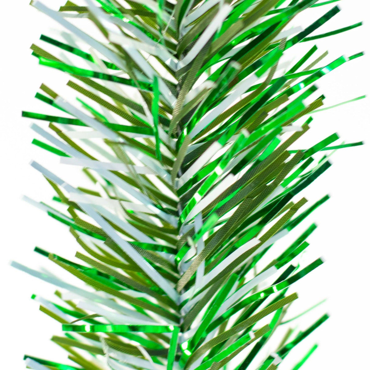 Lee Display's brand new 25ft Alpine Green and White Tinsel Garlands and Fringe Embellishments on sale at leedisplay.com
