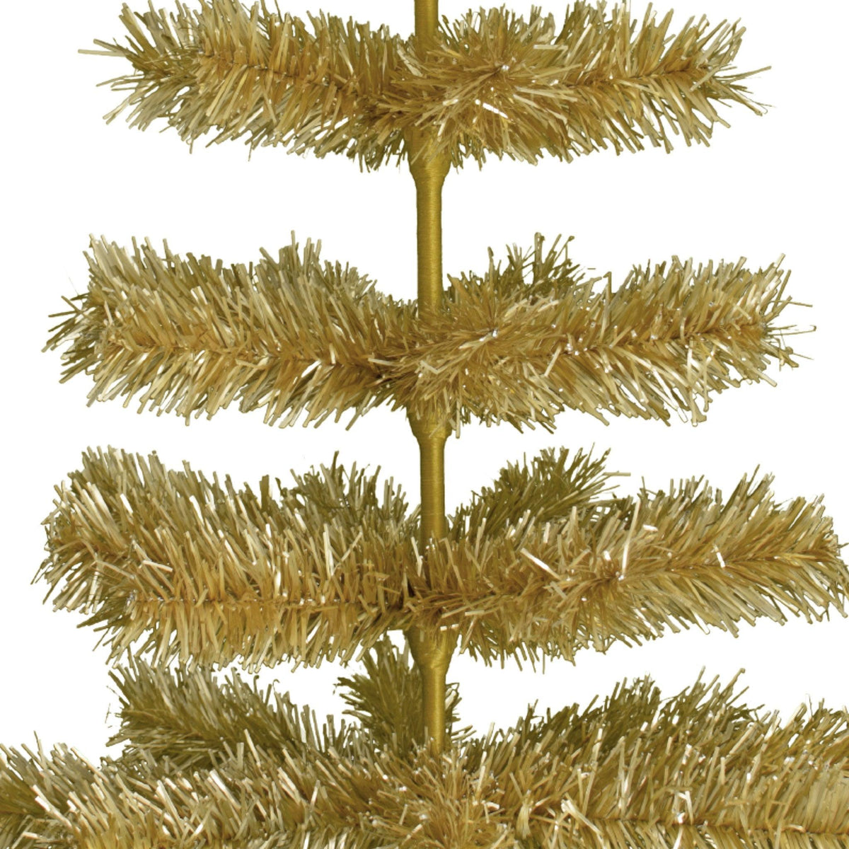 Our 36in Tall Antique Gold Christmas Tree.  Celebrate Lee Display's 120th Anniversary with our brand new Antique Gold colored tinsel Christmas Trees.  Shop for antique gold christmas trees at leedisplay.com