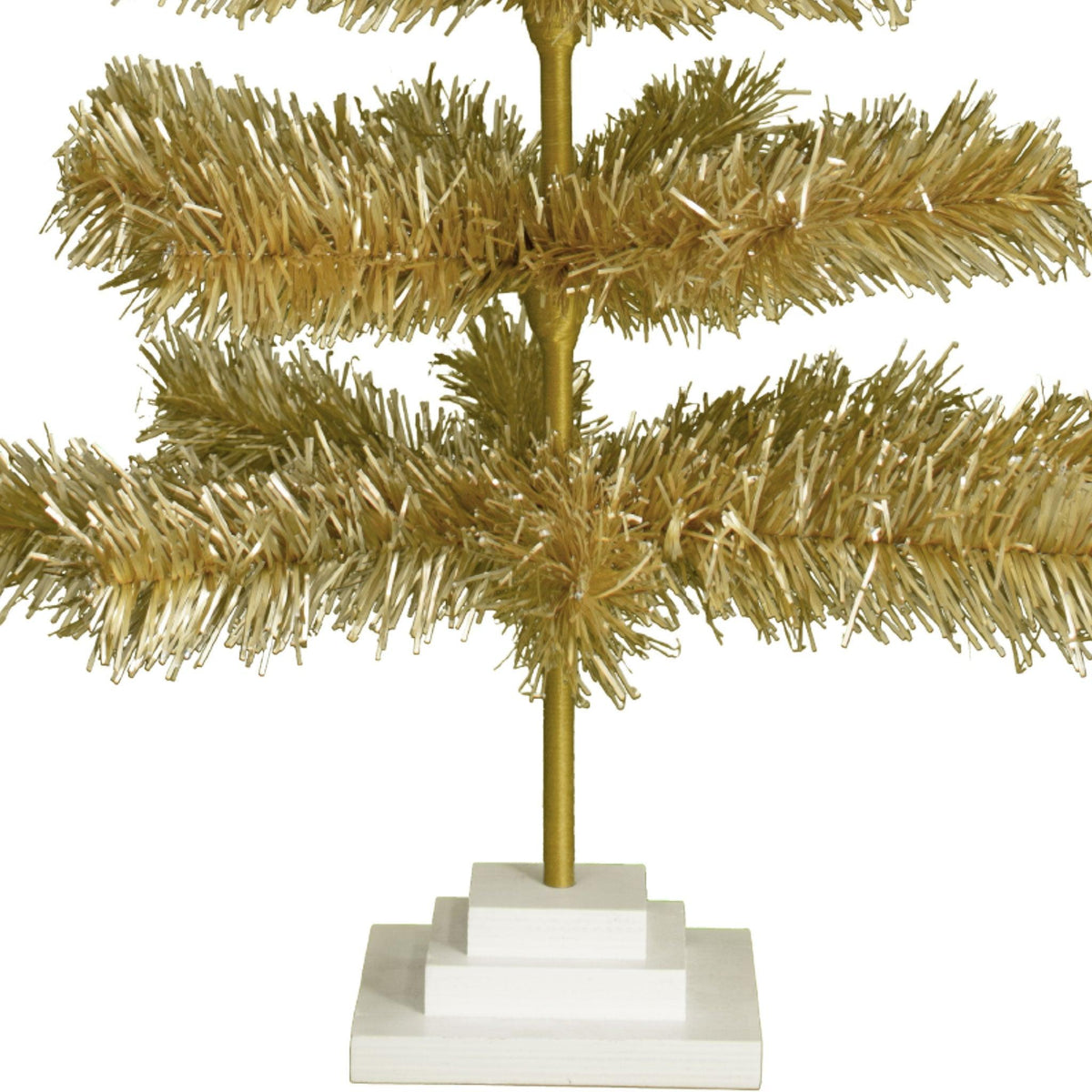Our 36in Tall Antique Gold Christmas Tree.  Celebrate Lee Display's 120th Anniversary with our brand new Antique Gold colored tinsel Christmas Trees.  Shop for antique gold christmas trees at leedisplay.com