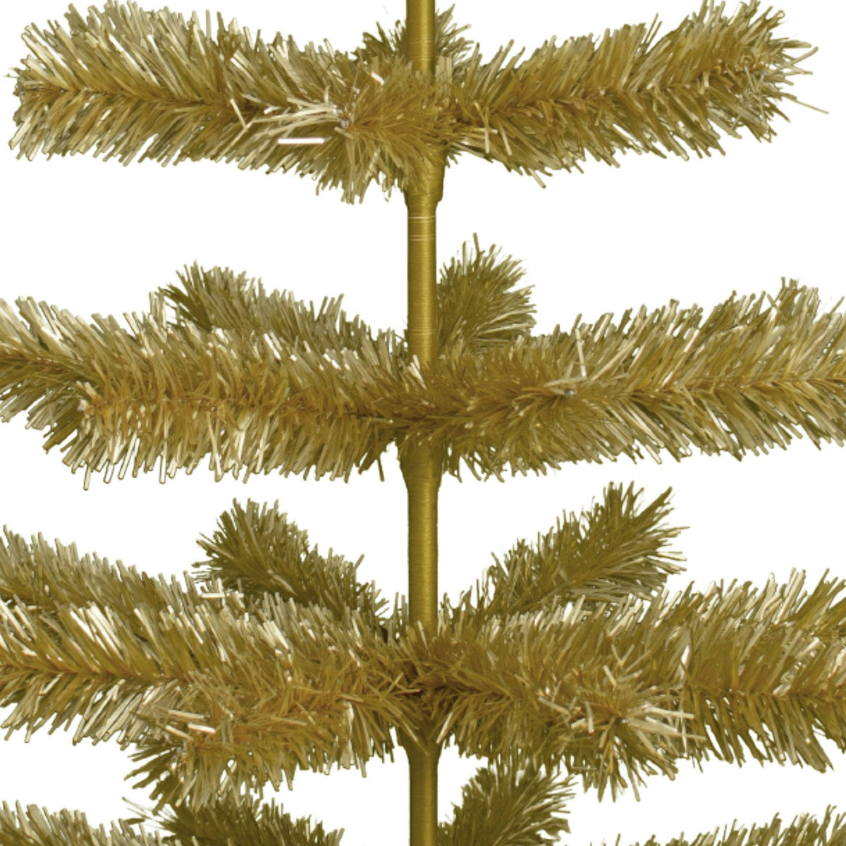 Our 48in Tall Antique Gold Christmas Tree.  Celebrate Lee Display's 120th Anniversary with our brand new Antique Gold colored tinsel Christmas Trees.  Shop for antique gold christmas trees at leedisplay.com