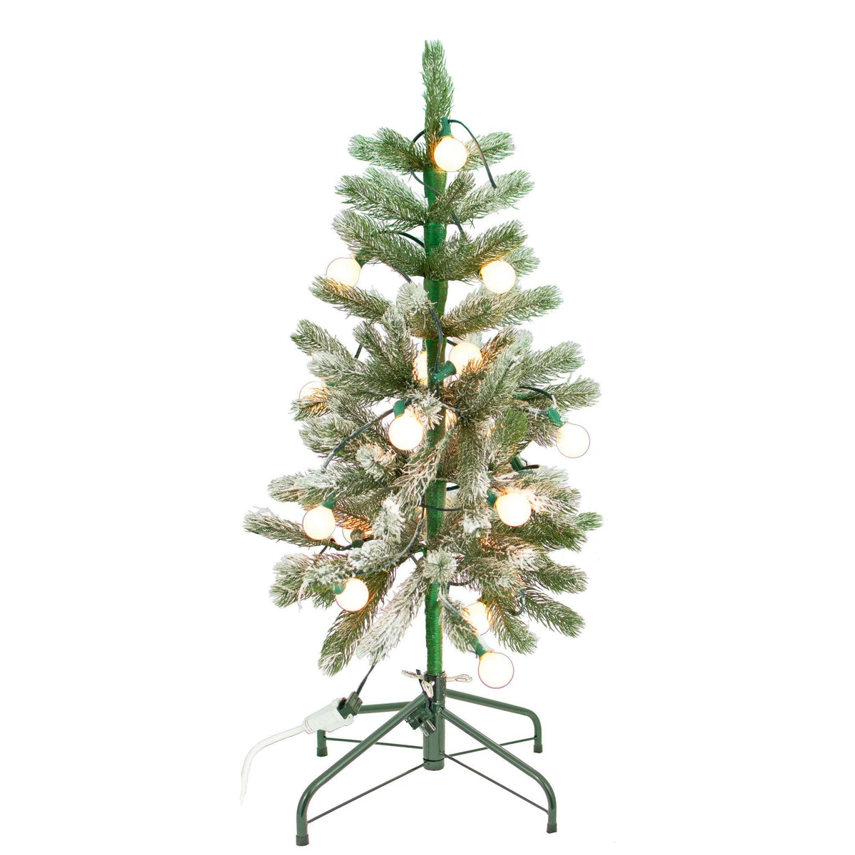 Lee Display's brand new Aspen Pine Christmas Trees are flocked with artificial white snow and lit with White G40 Lights.  Shop now at leedisplay.com