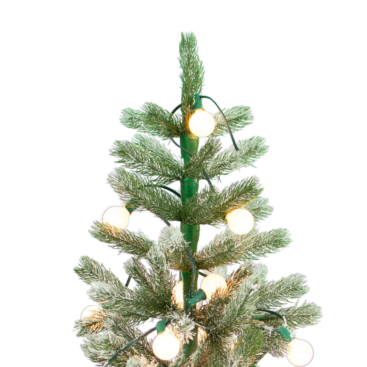 Lee Display's brand new Aspen Pine Christmas Trees are flocked with artificial white snow and lit with incandescent White G40 Lights.  Shop now at leedisplay.com